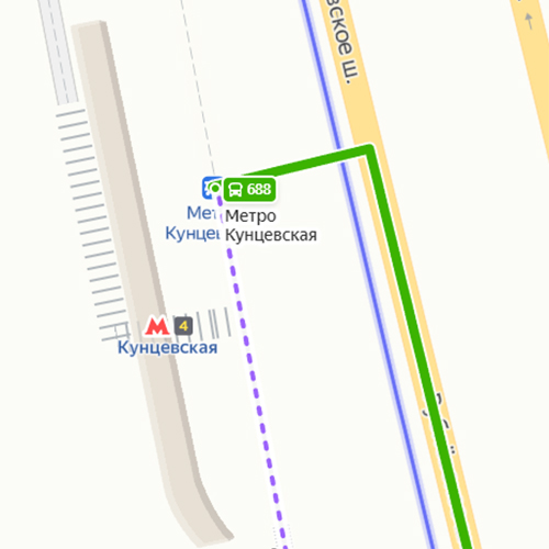 Карта проезда от метро Кунцевская