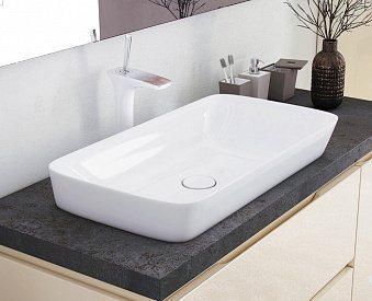 Столешница для ванной комнаты из керамогранита шириной до 60 см (толщиной от 13 до 20 мм)