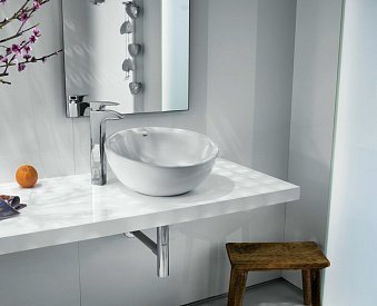 Столешница для ванной комнаты из керамогранита шириной более 60 см (толщиной от 13 до 20 мм)